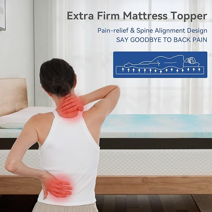 Extra Firm Mattress Topper King Size 3 Inch, Pain Relieving Foam Bed Topper for Extra Support, Gel Memory Foam&High-Density Foam Mattress Pad, CertiPUR-US Certified