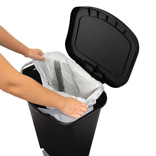 Glad 13 Gallon Trash Can | Plastic Kitchen Waste Bin with Odor Protection of Lid | Hands Free with Step On Foot Pedal and Garbage Bag Rings, Black - Image 9
