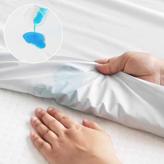 2 Pack Queen Mattress Protector Waterproof Cover, Waterproof Bed Queen Fitted Sheet Only, Machine Washable 18" Deep Pocket Mattress Covers for Bed, White