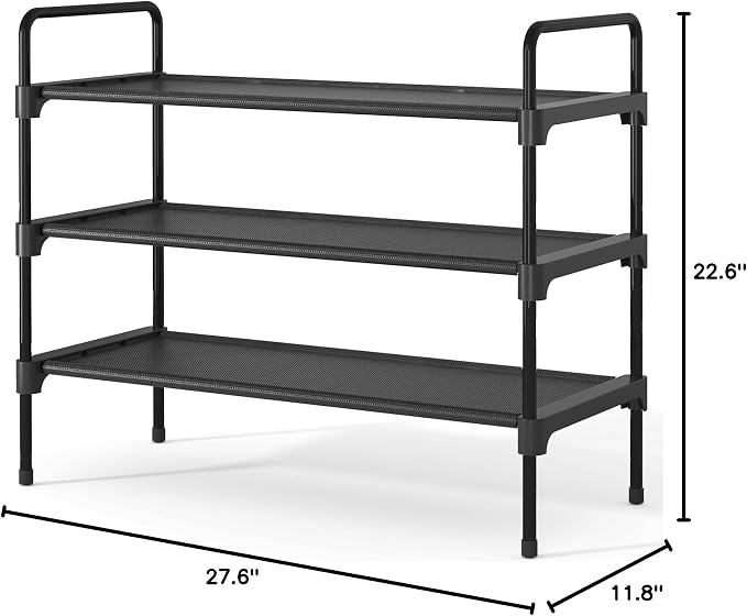 Kitsure Shoe Rack for Closet, Sturdy Shoe Storage for Entryway, Space-Saving Shoe Rack Small and Shoe Shelf, 27.6" Wide, Black - Image 3
