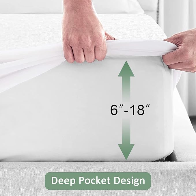 Sufdari Twin Quilted Fitted Waterproof Mattress Cover, Breathable & Noiseless Mattress Pad, Ultra Soft Bed Cover Fits Up to 8-18" Deep Pocket