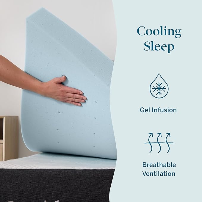 Lucid 3 Inch Memory Foam Mattress Topper, Twin XL Size – Cooling Gel Bed Topper – Preassure-Relieving Deep Plush Feel – Ventilated Breathable Design – CertiPur Certified - Dorm Room Essentials