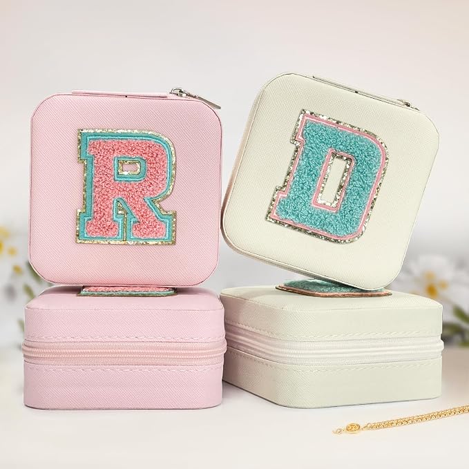 SANDJEST Personalized Jewelry Box, White Travel Jewelry Box with Initial D, Small Monogrammed Jewelry Case Organizer for Girls Women Teen Kids, Mini Travel Essentials Gifts for Birthday Christmas - Image 6