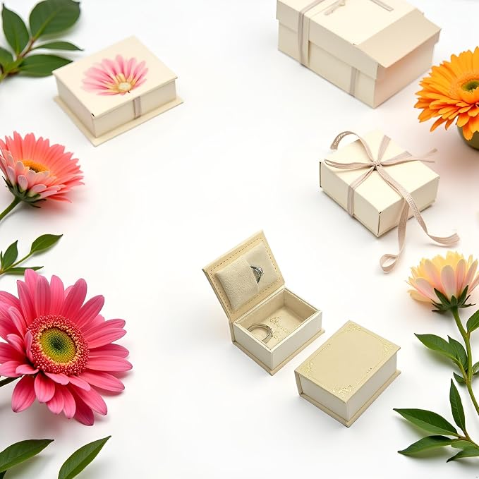 Book Shaped Ring Box - Vintage Engagement Ring Box with Hinged Lid for Proposal Engagement Wedding, Proposal Ring Case -PRB016-Yellow - Image 5
