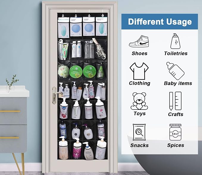 MISSLO 28 Large Pockets Hanging Shoe Organizer Over The Door Shoe Rack for Closet Door Storage Mesh Shoe Holder Hanger for Men, Black - Image 6