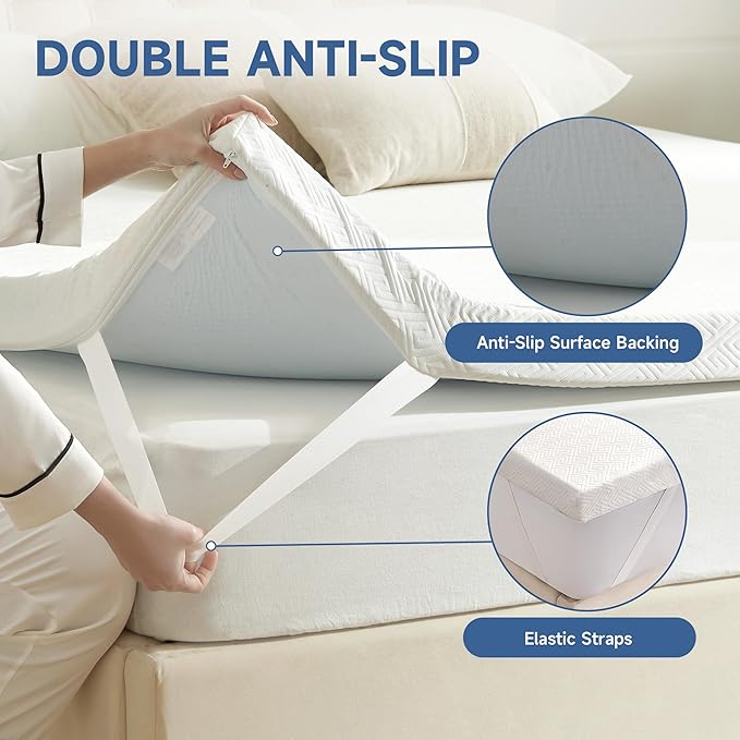 2 Inch Memory Foam Mattress Topper Twin, Memory Foam Pad with Removable & Washable Cover, Bed Topper for Back Pain, Non-Slip Ventilated Design, Twin Size