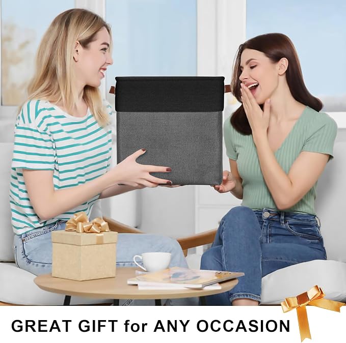 Bagnizer 13x13 Cube Storage Bins, Collapsible Fabric Storage Box, 4 Pack Closet Baskets with Handles for Organizing, Shelf, Toys, Clothes, Home, Office, Nursery (Grey&Black) - Image 7
