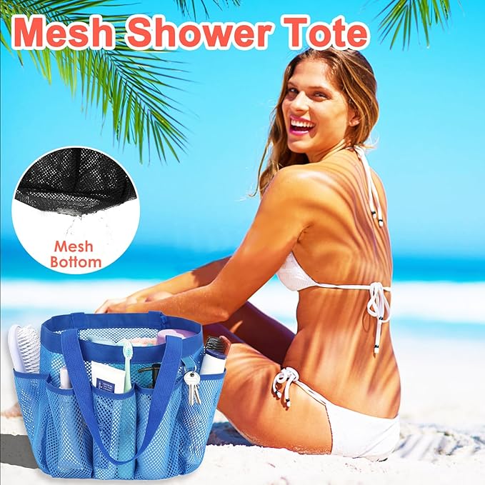 Fammart Mesh Shower Caddy Portable for College Dorm Room Essentials, 8-Pocket Large Shower Basket Tote Bag with 2 Handles for Toiletry, Bathroom, Beach, Camp, Gym - Image 5