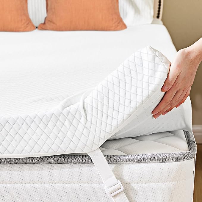OLIXIS 4 Inch Mattress Topper, King Gel Memory Foam Mattress Topper with Removable & Washable Cover, Ventilated Bed Pad for Back Pain Relief