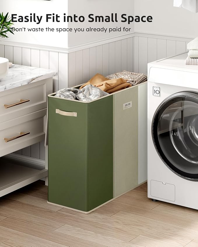 SOLEDI 180L 3-Section Laundry Hamper with Lid, Extra Large Dirty Clothes Basket with Sturdy Handles for Laundry Room & Bedroom - Durable Organizer for Sorting Laundry - Image 5