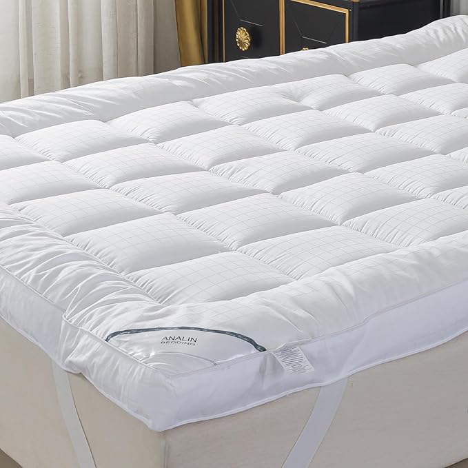 Extra Thick Mattress Topper Short Queen Bed Size.Breathable Cooling Mattress Pad Cover.100% Cotton Pillow Top Quilted Mattress Protect Bed Mattress Topper 1400GSM Soft Down Alternative Fill(60 * 75")