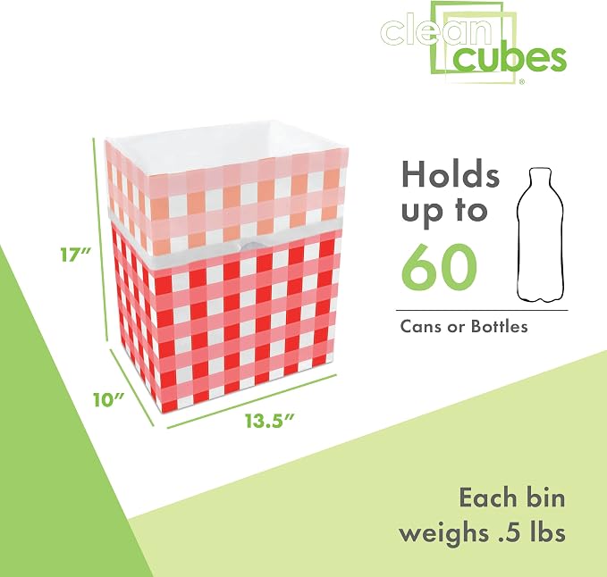 Clean Cubes 13 Gallon Disposable Pop-Up Trash Cans (3-Pack) with Fitted Bags – Foldable Garbage & Recycling Bins for Parties, Events & Kitchen (Picnic, 17" H x 13.5" W x 10" D) - Image 4