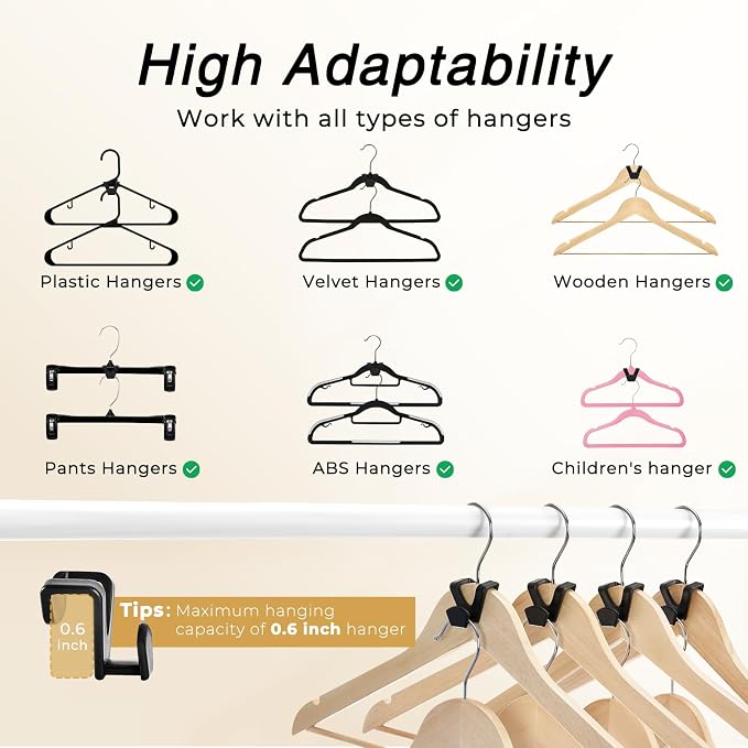 HOUSE DAY Space Saving Hanger Hooks 20 Pack, Black Clothes Hanger Connector Hooks, Heavy Duty Hangers Hook Space Saver, Sturdy Hangers Connector Hook, Premium Cascading Space Saver for Closet - Image 4