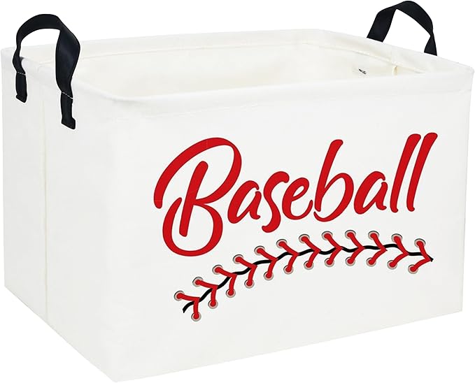 Rectangular Baseball Baskets Easter Gift Basket Empty Kids Storage Bins Baby Boy Basket Kids Baseball Toy Storage Bin Organizer Box Baseball Room Decor for Home(Baseball Basket) by DDBASKET