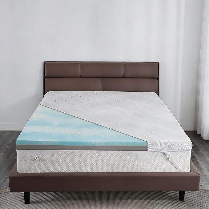 Extra Firm Mattress Topper King Size 3 Inch, Cooling Gel+Bamboo High Density Mattress Topper with Removable Silk Cover, Bed Topper for Pain Relief,No Smell,CertiPUR-US, 79 * 75
