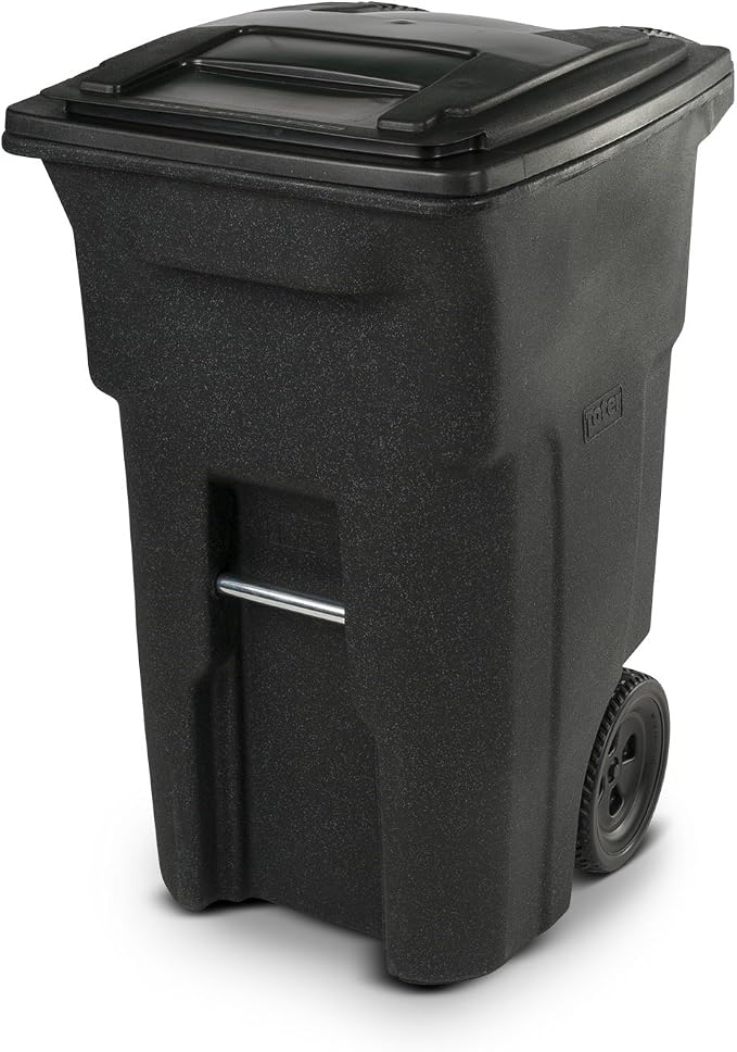 Toter 25564-R1209 Residential Heavy Duty Two Wheeled Trash Can, Blackstone, 64 Gallon by TOTER