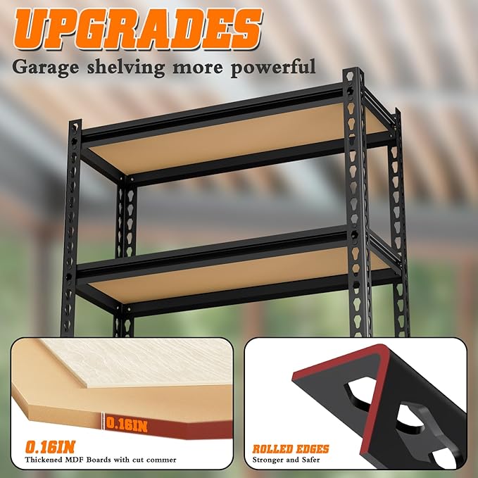 LEVELEVE 5-Tier Storage Shelving Unit, Metal, for Kitchen, Garage, Laundry Room, Adjustable, 35" L x 16" W x 73" H, Rectangular - Image 6