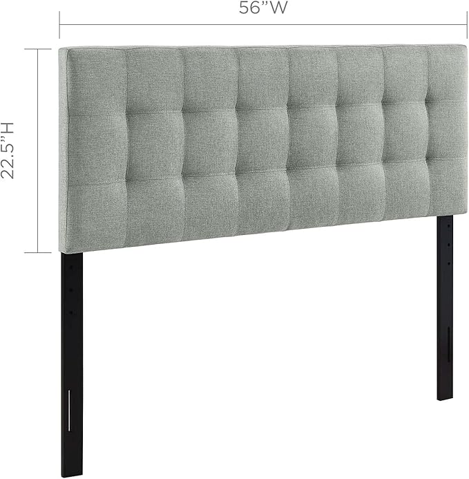 Modway Lily Tufted Linen Fabric Upholstered Full Headboard in Gray