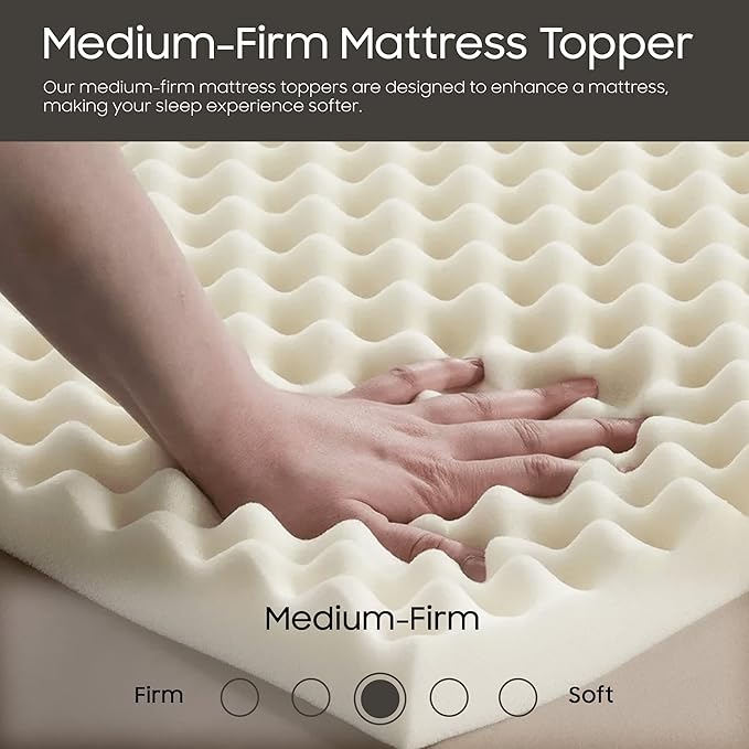 Treaton 1-inch Soft Foam Toppers with Convoluted Egg Shell Design | Extends Mattress Topper Life, Provides Proper Back Support and Relieves Pain, Improves Better Posture, Full, Green