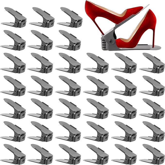 Neprock Shoe Slots Organizer for Closet, Shoe Storage Organizer Shoe Slots Organizer, Shoe Rack Organizer Space Saver Organizador De Zapatos for Closet Organization(36 Pack)(Grey) by Neprock