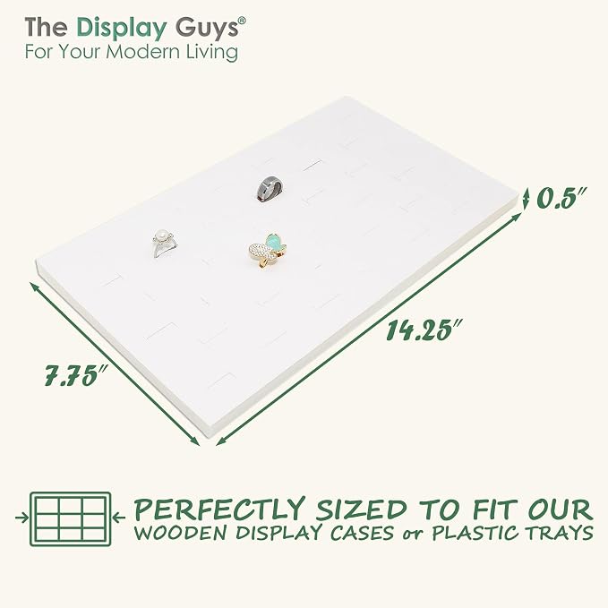 TheDisplayGuys For Your Modern Living 2-Pack 36-Ring Holders Velvet Foam Padding Jewelry Inserts - Tray/Case Liners - Retail Display, Storage (White) by The Display Guys - Image 2