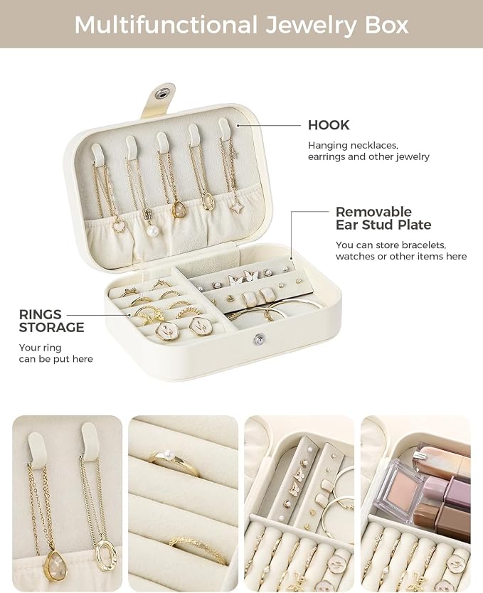 CASEGRACE Jewelry Box For Women Portable Travel Jewelry Case for Necklace Earring Rings Jewelry Holder Case Gift Box Girls - Image 3