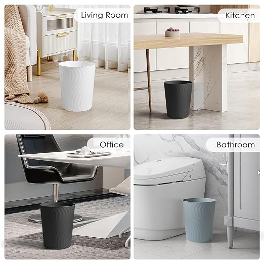 YGJT Small Trash Can, 3 Pack 1.8 Gallons Bathroom Trash Can, Slim Waste Basket, Round Garbage Can, Plastic Trash Bin for Kitchen, Dorm, Bedroom, Office, Living Room, Study, Compact Spaces(White) - Image 4