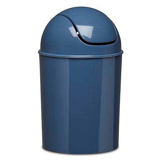Umbra 1.25 Gallon Mini Waste Can with Removable Swing-Top Lid - Small Garbage Bin for Kitchen, Bathroom, Bedroom, Office - Compact Trash Can Fit Under Tables & Counters - Blue by Umbra