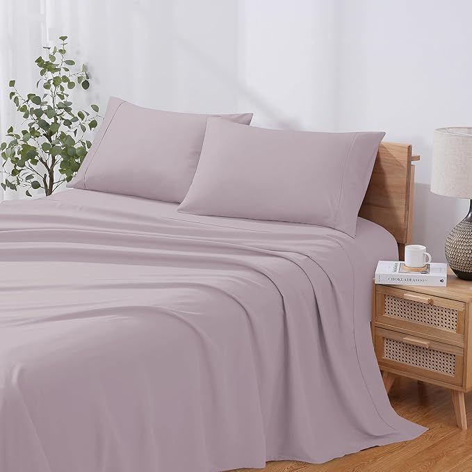 Modern Threads Soft Microfiber Solid Sheets - Luxurious Microfiber Bed Sheets - Includes Flat Sheet, Fitted Sheet with Deep Pockets, & Pillowcases Dusty Mauve California King