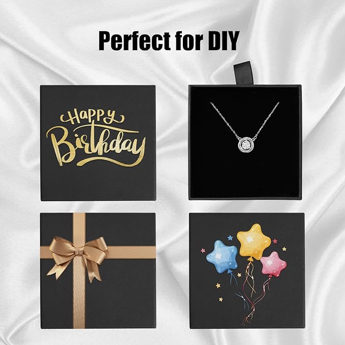 Jewelry Gift Boxes, 5 Pack 3.5×3.5x1Inch Cardboard Jewelry Boxes, Bulk Small Jewelry Boxes with Lids for Necklace Ring Earring Display Box (Black) - Image 5