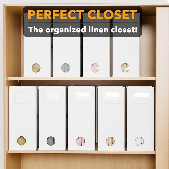 SpaceAid 9 Pack Bed Sheet Organizers and Storage, Foldable Sheet Organizer with Window for Linen Closet, Set Folder Keeper for Queen & King Size Bedding Storage (White) - Image 5