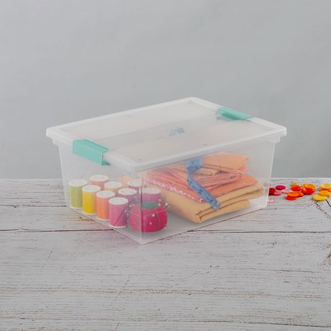 Sterilite 16-Pack Clip Box, Stackable Clear Plastic Bins with Latching Lids, Deep - Writing, Arts or Crafts Supplies Storage Containers for Home, Office, Classroom and Workshop Organization - Image 8