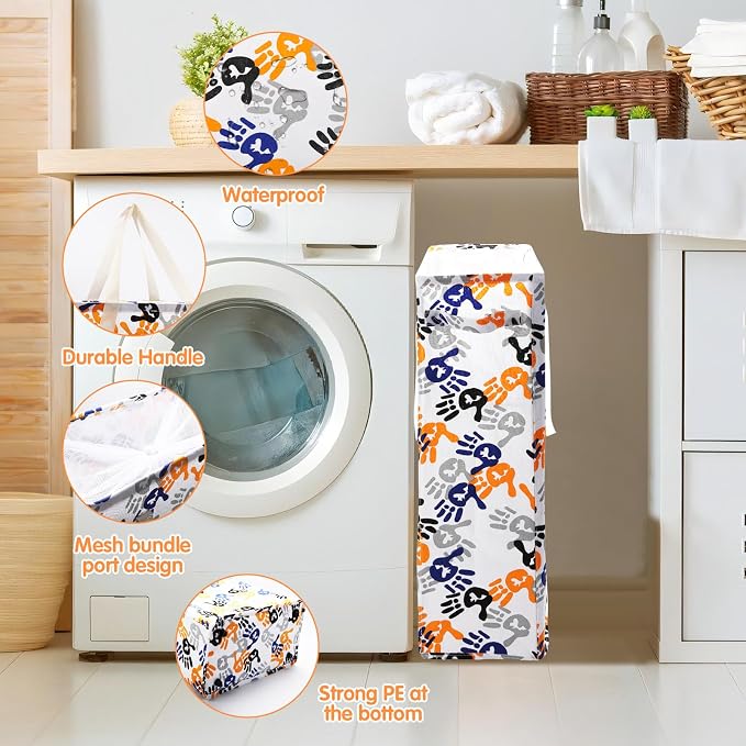 Odonata Slim Laundry Hamper Handles Collapsible Laundry Basket Thin Dirty Clothes Basket Narrow Laundry Bag Foldable Dirty Hamper 48L (Palm) - Image 6