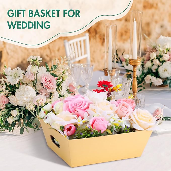 AFOROEOA 6PACK Baskets For Gifts Empty, 10x12”Thick Kraft Gift Basket with 6Bows 6Bags Empty Gift Baskets for Christmas, Valentine’s Day, Easter, Birthdays, Valentine’s Day Wrapping Gift - Image 7