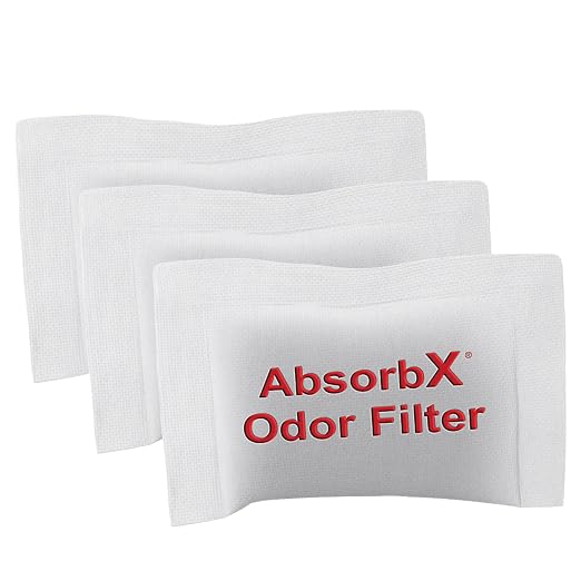 iTouchless Official AbsorbX Trash Can Odor Filters 3-Pack, Stops Garbage Smells, All Natural Activated Charcoal Deodorizer Air Freshener Absorber for 8 Gallon & Larger Garbage Bins with Compartment by iTouchless