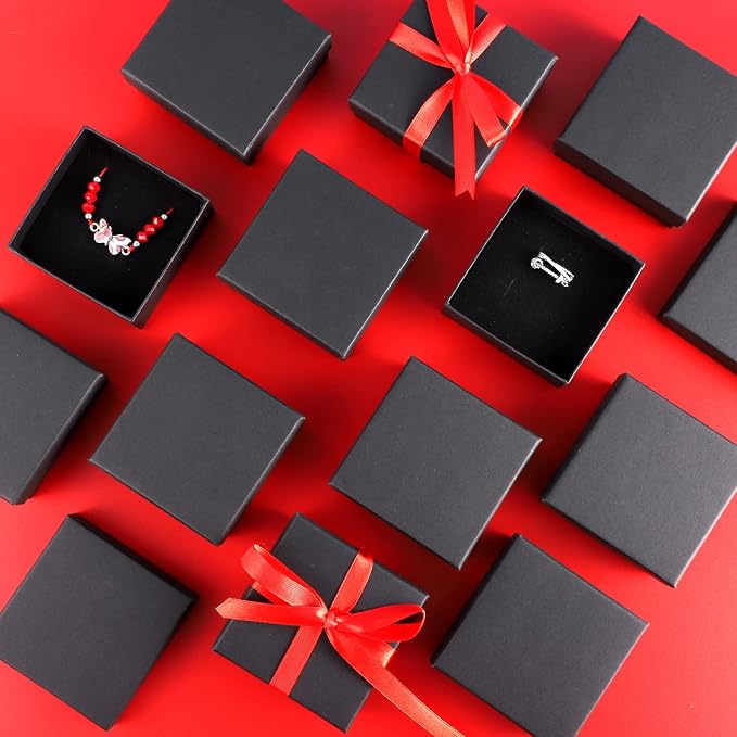 WSICSE 12pcs Jewelry Gift Boxes Small Gift Boxes for Necklace Ring Earring Jewelry Storage Box Cotton Filled Earring Boxes Gift Jewelry Organizer for Valentine's Day, Mother's Day - Image 4