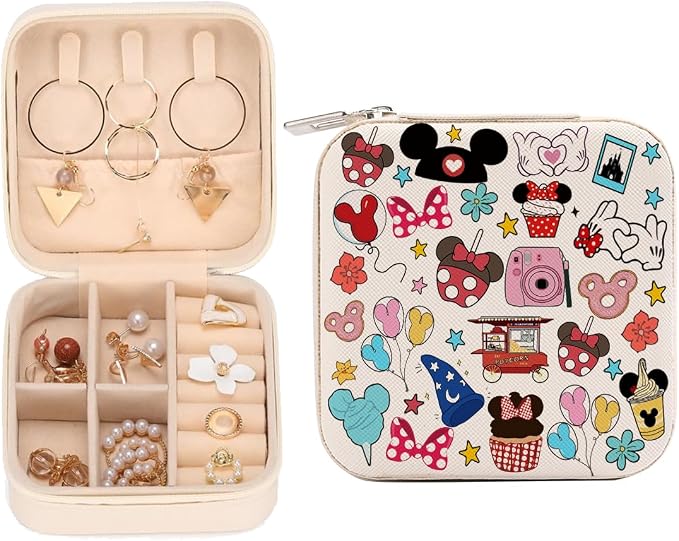 Cartoon Mouse Castle Travel Jewelry Case, Small Box Organizer, Cartoon Gifts Merchandise, Birthday Christmas Gifts for Cartoon Lovers Fans Women Teen Girls Friends Sister Her by LONGXIN