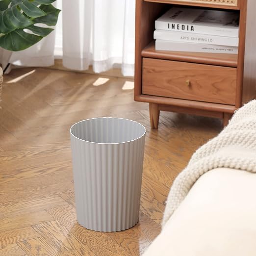 JiatuA Small Trash Can Plastic Wastebasket Round Garbage Container Bin for Bathroom, Kitchen, Bedroom, Home Office, College Dorm, Grey 2 Pack - Image 2