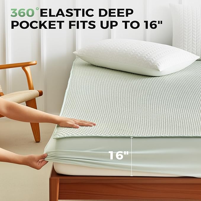 Tokokimo Premium Cooling 100% Waterproof Mattress Protector Full Size, Breathable Washable 3D Air Fabric, Soft Noiseless Deep Pocket 8''-16'', Ideal for Hot Sleepers