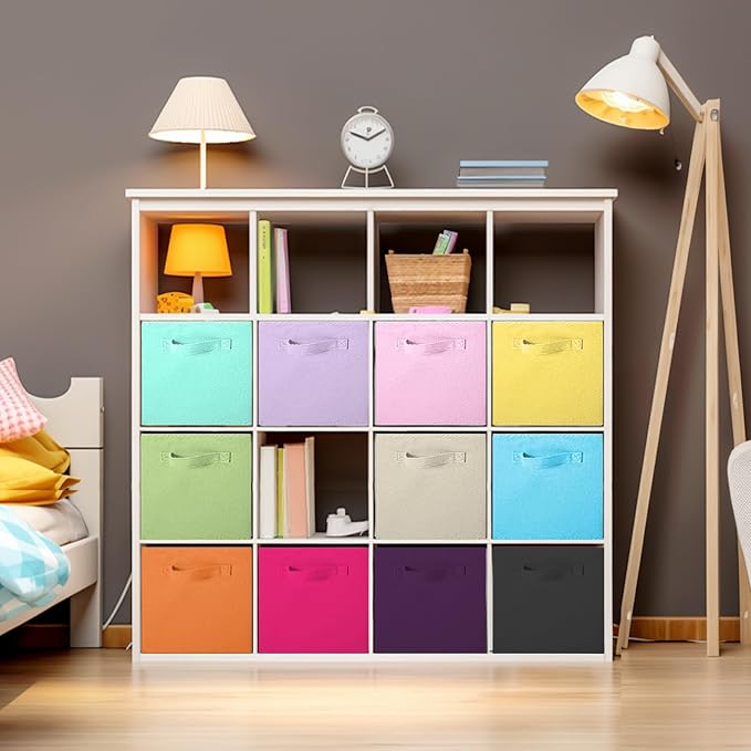 ShellKingdom Storage Bins, Foldable Fabric Storage Cubes And Cloth Storage Organizer Drawer For Closet And Toys Storage, 6 Pack (Lavender+Light Blue+Pink) - Image 2