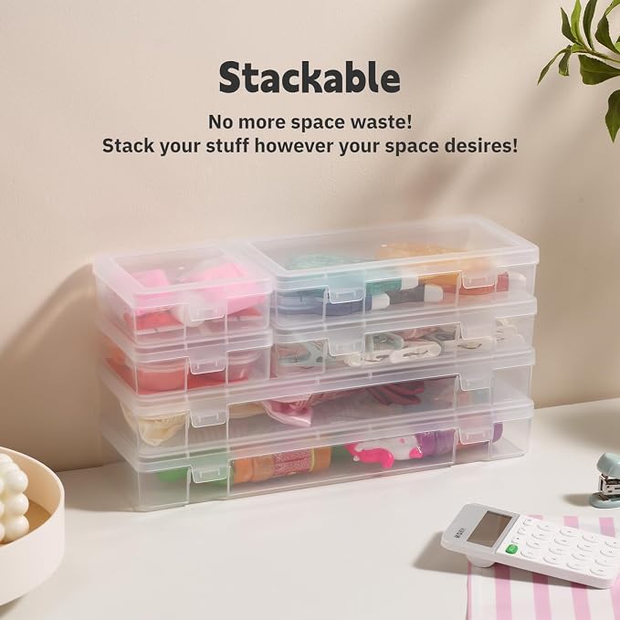novelinks Plastic Clear Storage Containers for Organizing, Craft Storage Organizers and Stackable Storage Bins with Lids for Pencil Box, Bead, Cookie Cutter, Board Game (18 Pack Small) - Image 4