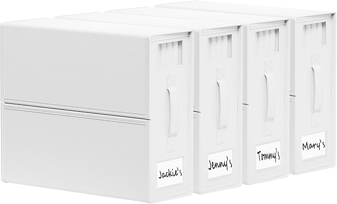 SheetCube Bed Sheet Organizers and Storage 4 Pack, Foldable Linen Closet Organizer with Window and Label, Bedding Folder Storage Box Container for Blanket, Duvet Cover Set, Bed Sheet Set - White by SUOCO