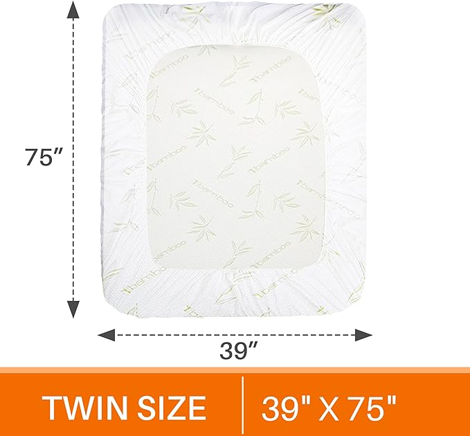 Cheer Collection Bamboo Mattress Protector - Highly Absorbent 100% Waterproof Incontinence Pad for Elderly Adults, Children and Pets - Twin