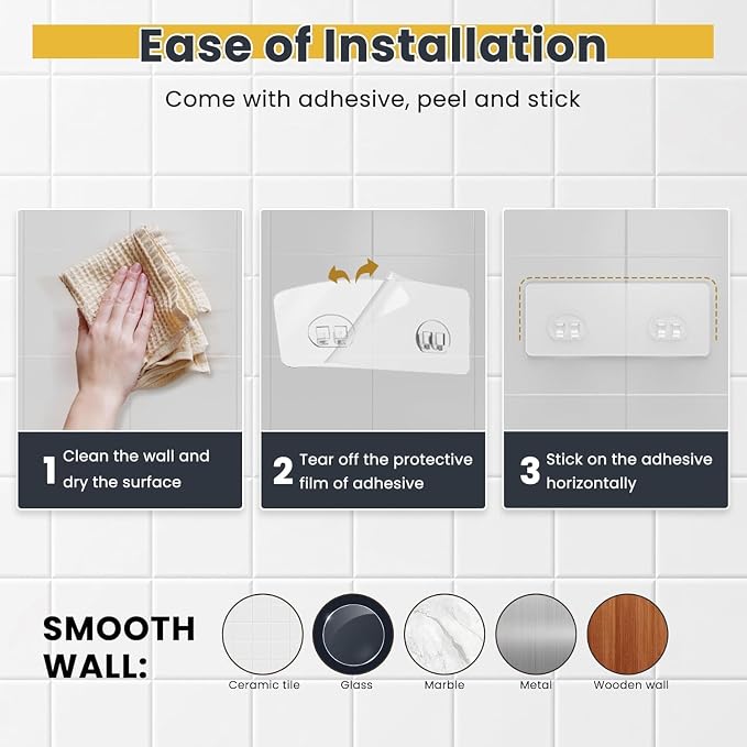 OMAIRA 3-Pack Shower Caddy with Soap Holder, Adhesive Rustproof No-drill Strudy Loading Inside Shower Organizer Shelves Rack Storage Bathroom Organization for Smooth Wall Glass Tile, Sliver (Large) - Image 6