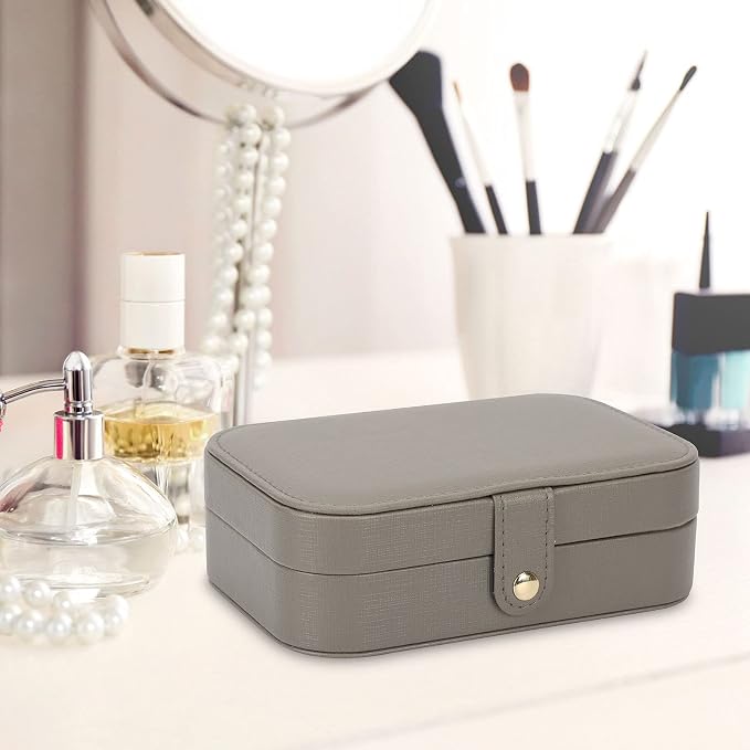 FEISCON Jewelry Organizer, Small Jewelry Box Mini Jewelry Travel Case Storage and Organizer Portable Jewelry Storage Box/GRAY - Image 7