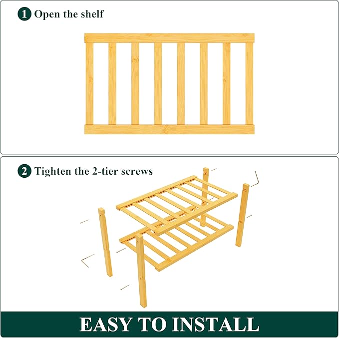 Smiry Shoe Rack, 2 Tier Small Bamboo Shoe Organizer, Stackable Free Standing Wooden Shoe Storage Shelf for Closet, Entryway, Front Door Entrance, Natural - Image 5