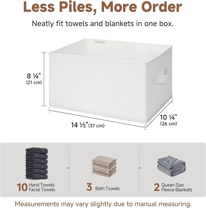StorageWorks Collapsible Shelf Baskets, Storage Bins for Clothes, Closet Organization and Storage, White, 3-Pack, Large - Image 4