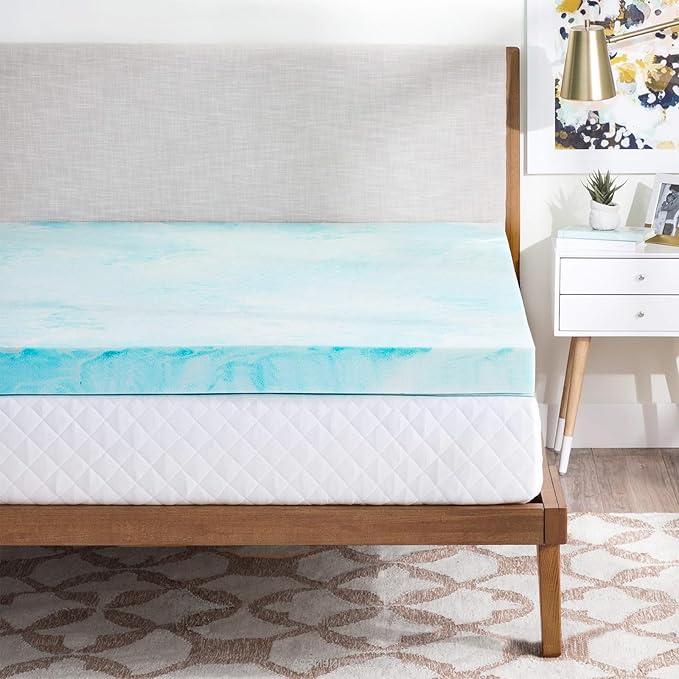 OLIXIS Gel Memory Foam Mattress Topper, Queen 4 Inch, Cooling Gel Infused Soft Comfy Breathable, Pressure-Relieving, CertiPUR-US Certified