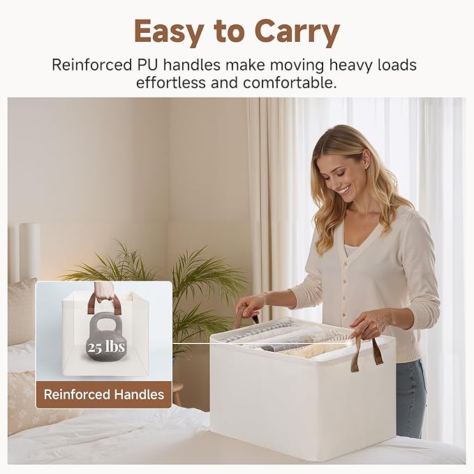StorageWorks Fabric Storage Bins, Extra Large Storage Baskets for Shelves, Closet Organizers and Storage Bins with Metal Frame, Handles, Jumbo, Natural Color, 2-Pack - Image 5