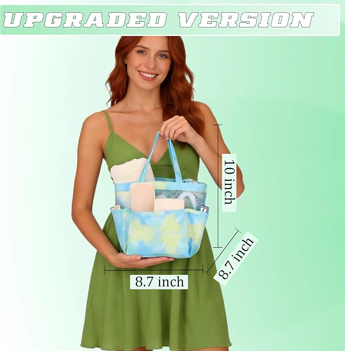 Attmu Mesh Shower Caddy Portable for College Dorm Room Camping Essentials, Shower Caddy Dorm with 9-Pockets, Large Capacity Hanging Basket Bathroom Bag for Toiletry, Swimming, Gym, Camp, Beach - Image 2